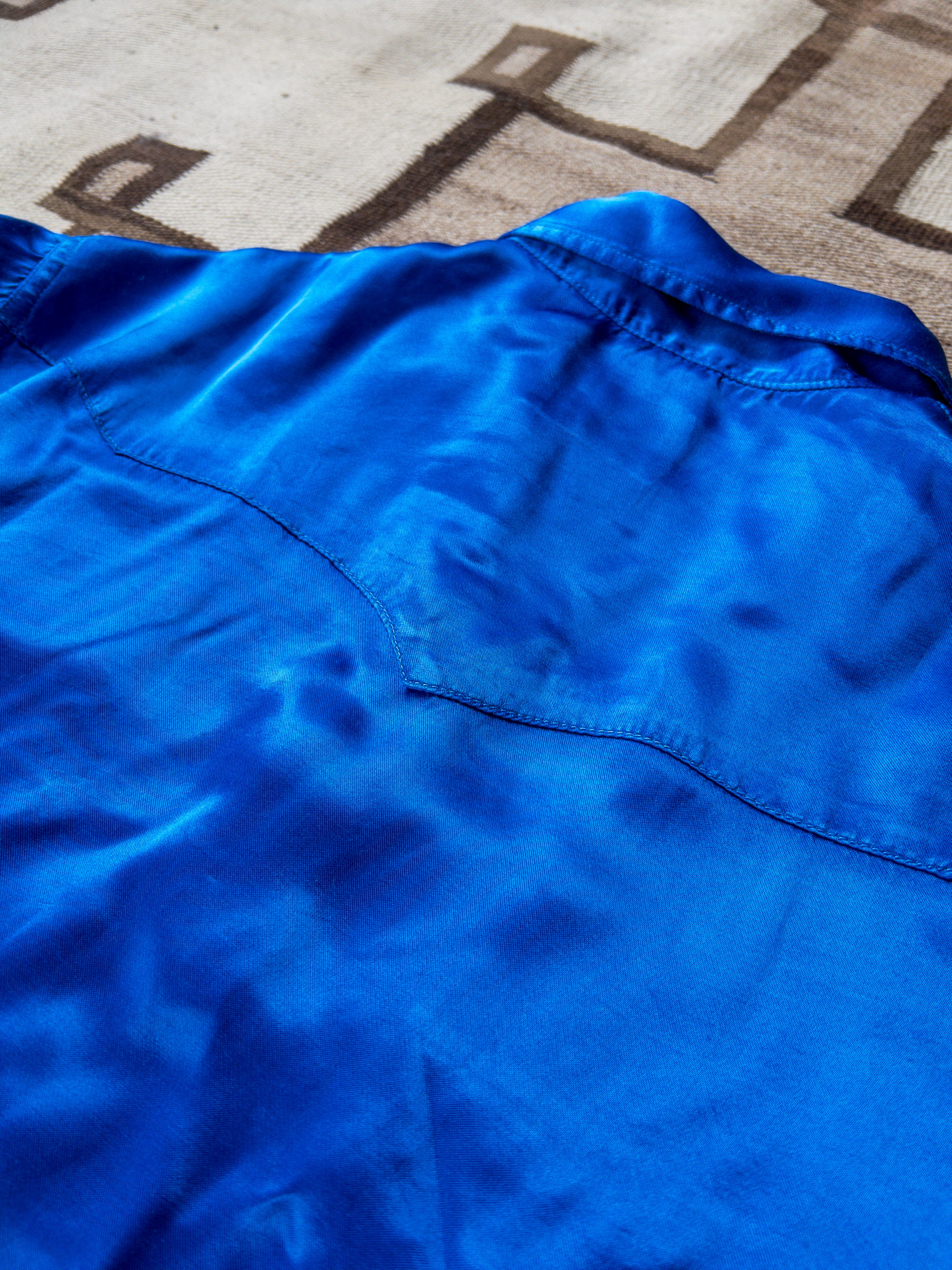 Satin Rodeo Shirt - Cobalt