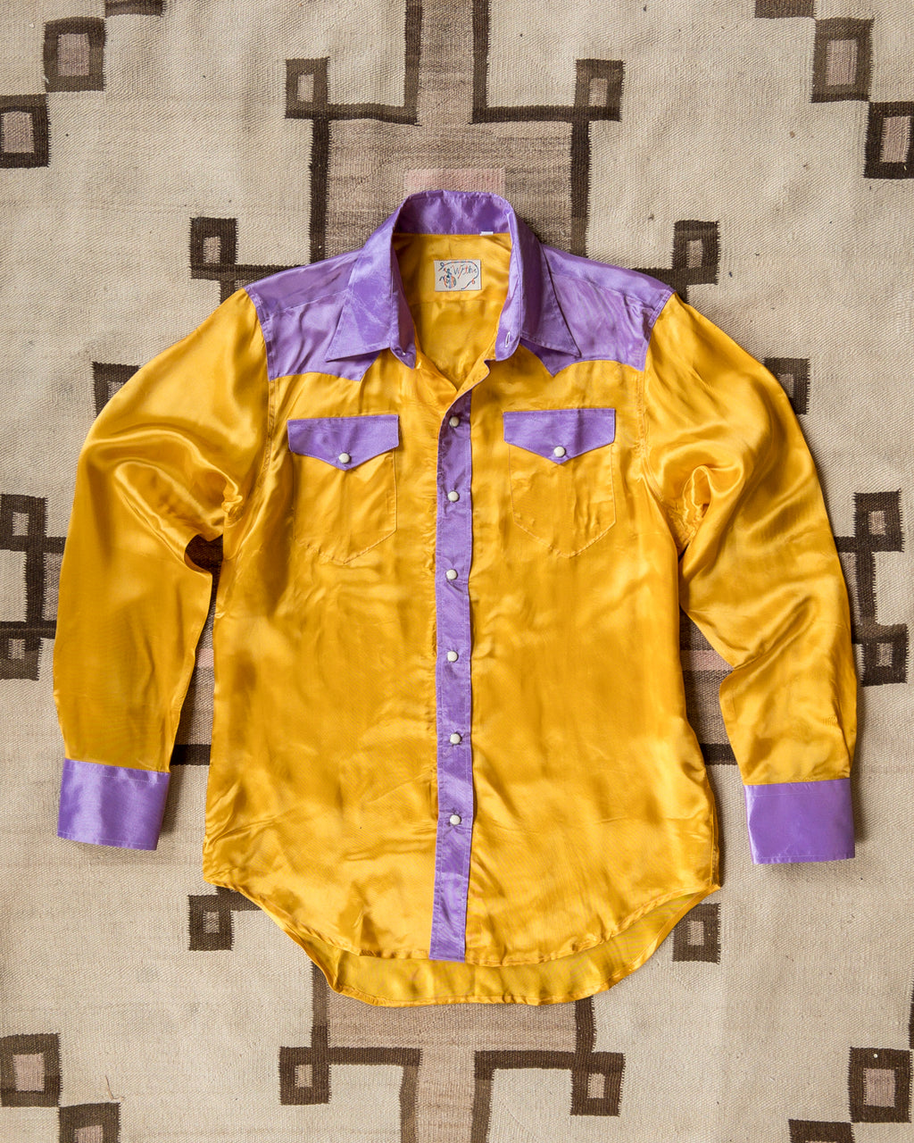 Colorblocked Satin Rodeo Shirt - Sunset Sherbet