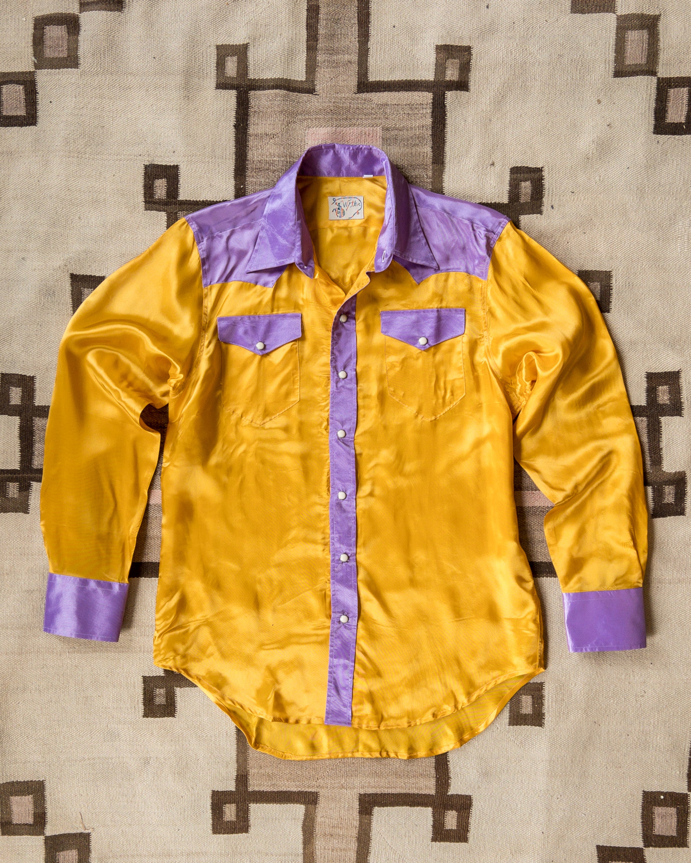 Colorblocked Satin Rodeo Shirt - Sunset Sherbet